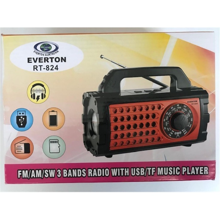 Everton RT-824 Bluetooth USB-SD-FM Şarjlı Nostaljik Radyo (El Feneri)