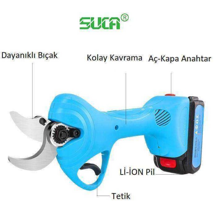 Suca SC 8602 Akülü Şarjlı Budama Makası 32 mm 2 Akülü