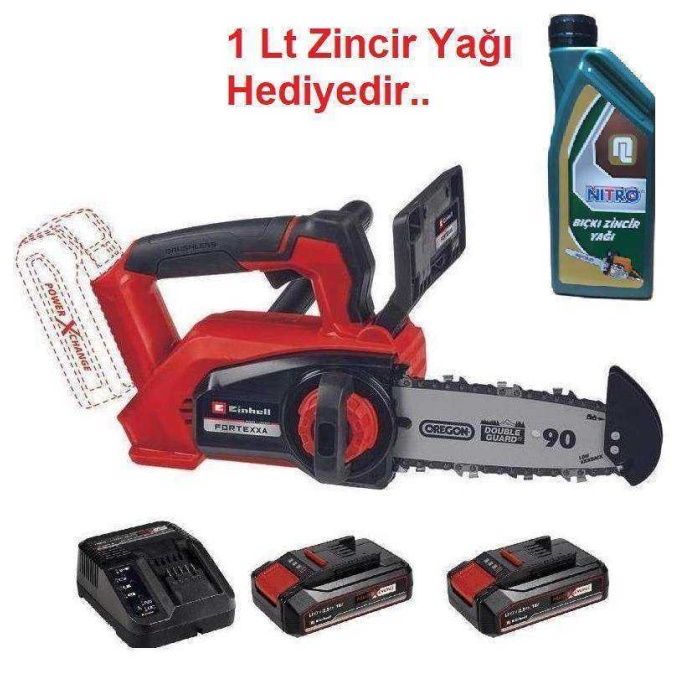 Einhell Fortexxa 18/20 TH Akülü Budama Testeresi 2.5 Ah 2 Akü + Yağ