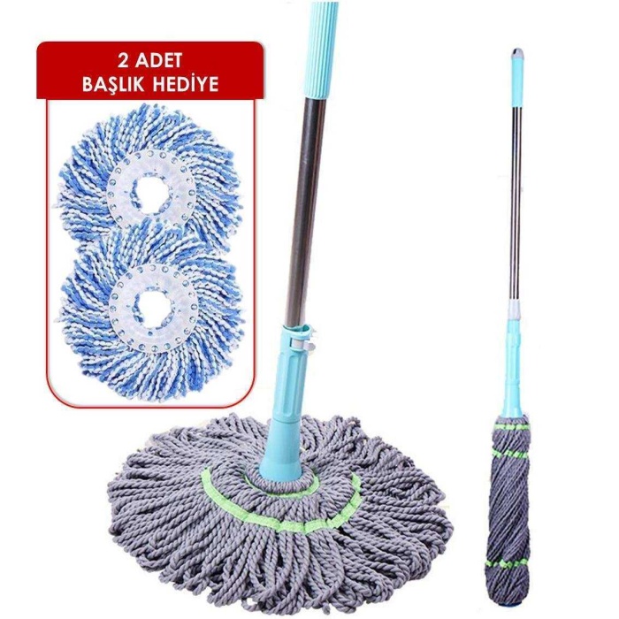 Real Cleaning Mikrofiber Sihirli Döner Paspas TM1135 2 Başlıklı