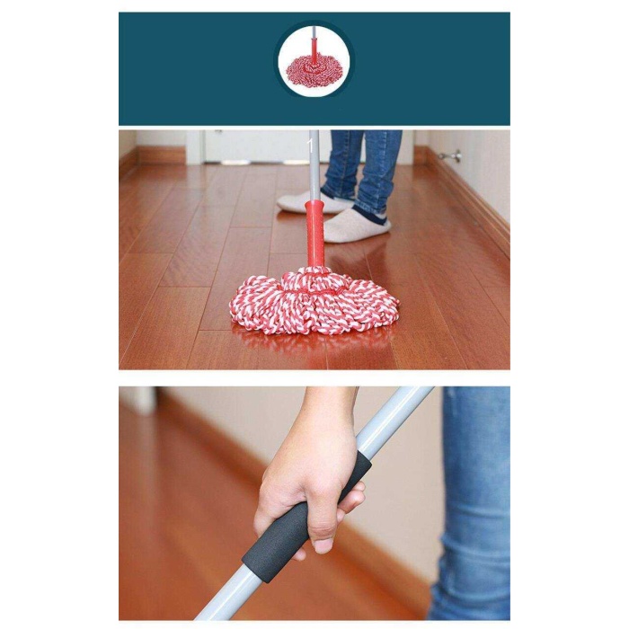 Real Cleaning Mikrofiber Sihirli Döner Paspas TM1135 2 Başlıklı