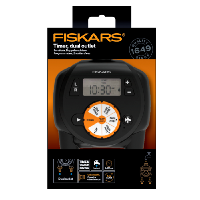 Fiskars 1054792 Çift Çıkışlı Sulama Bilgisayarı