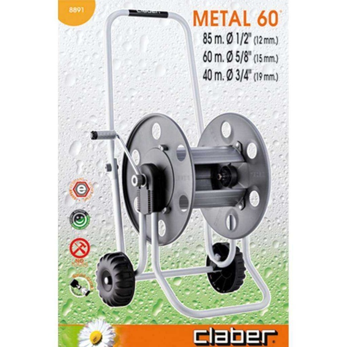 Claber 8891 Metal 60 Hortum Makarası 60 mt Kapasiteli