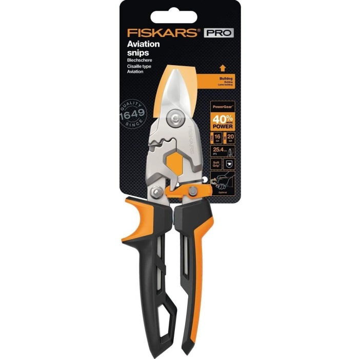 Fiskars 1027212 PowerGear Metal Levha Makası - Kısa Kesim