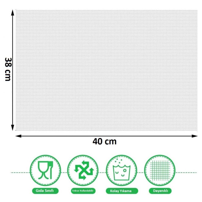 Dalle Silikon Yapışmaz Kurutma Örtüsü 5 Adet (BPA/PTFE İçermez) 40x38 cm