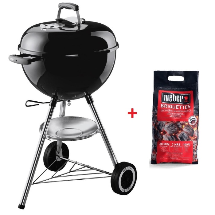 Weber Compact Kettle Kömürlü Mangal + 4 kg Briquet Kömür