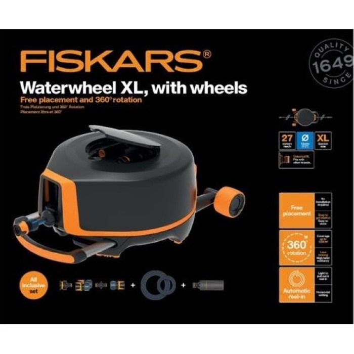 Fiskars 1025933 Tekerlekli Hortum Makarası Seti 20+7 mt