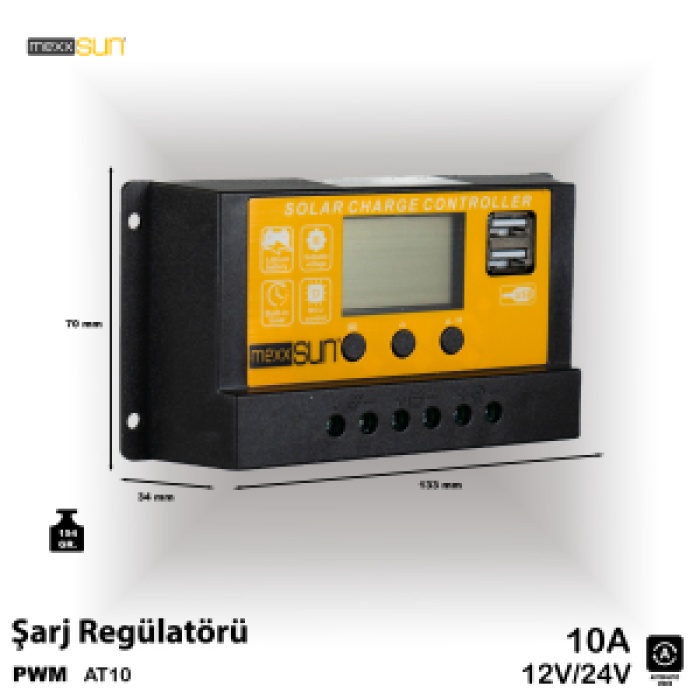 Mexxsun 10A Pwm Şarj Regülatörü 12V/24V