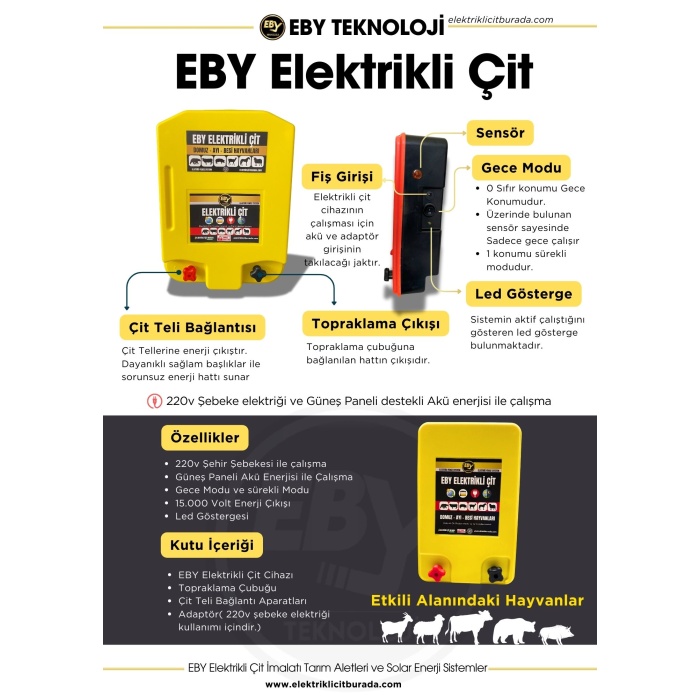 EBY Elektrikli Çit Sistemi Güneş Panelli