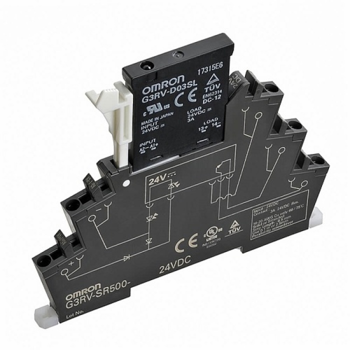 İnce solid state röle & siyah soket, 100-240 VACde 2 A, AC yük için, sıfır geçiş fonksiyonu, Push-in Plus terminal, 24 VDC