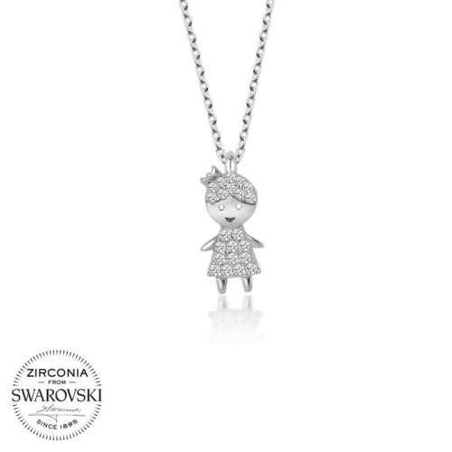 Swarovski Taşlı Gümüş Çocuk Bayan Kolye