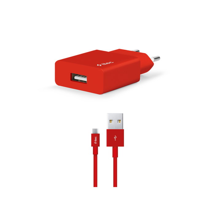 ttec SmartCharger 2.1A Seyahat Şarj Aleti + Micro USB Kablo Kırmızı