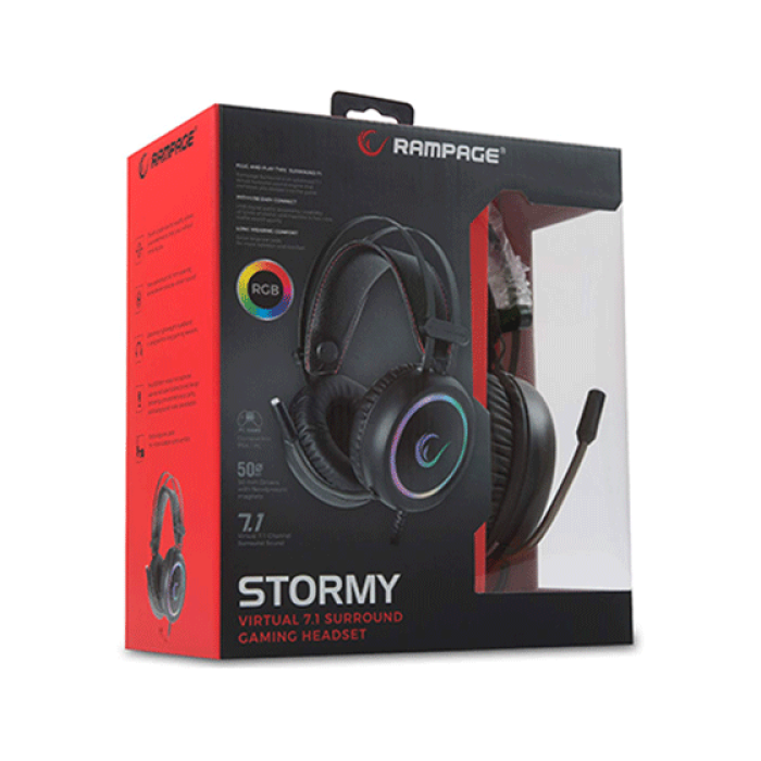 Rampage STORMY Virtual Siyah 7.1 Usb Surround Oyuncu Kulaklık+Mic
