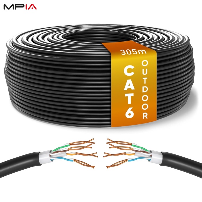 MPIA Dış Mekan Cat6 Kablo 305m AWG23 Bakır Tel Double Layer