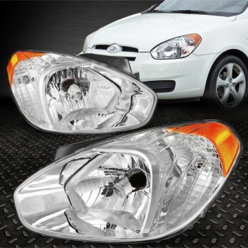 Hyundai Accent Era Sağ + Sol Ön Far Takımı Motorlu 2006-2009 Sarı Sinyalli  Uyumlu