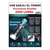 Ultra Güçlü Powerbank Özellikli 2000 Lümel El Feneri Zoom Özellik Şarj Gösterge Hızlı Dolum Deprem