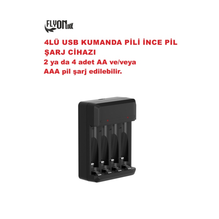 4LÜ AA Kalem AAA İnce Kalem + AA/AAA Ni-Mh/Ni-Cd Şarjlı Mause ve Kumanda İnce Pil Şarj Cihazı Aleti