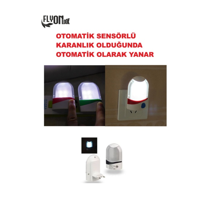 2 Adet Gece Lambası Sensörlü Karanlık Olduğunda Otamatik Devre Mod BLISTER Işık Fener Masa Lambası