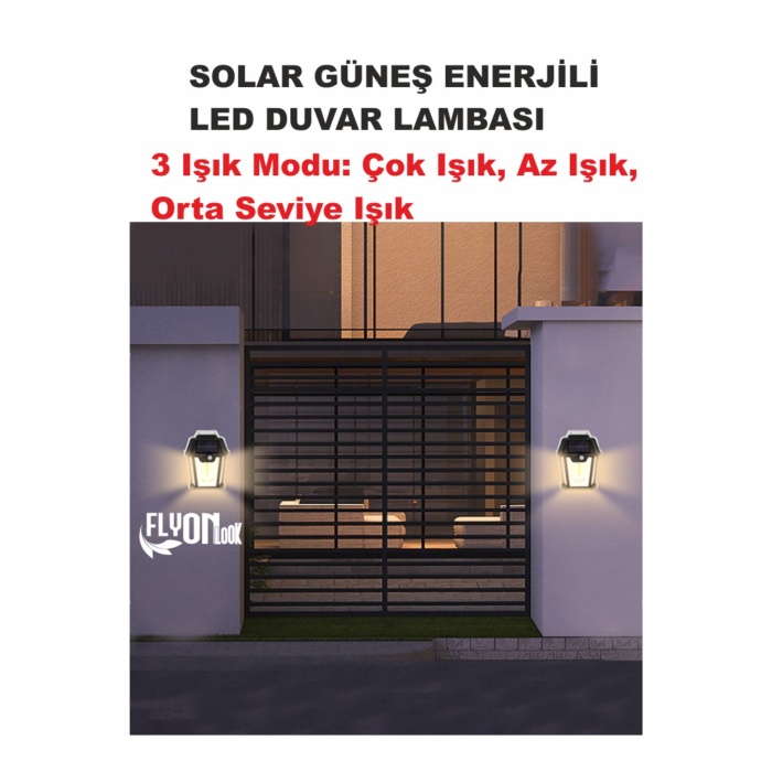 Solar Güneş Enerjili Bahçe,Teras,Balkon,Dış Mekan  Sensörülü  Kademeli Filament Led Aydınlatma Fener