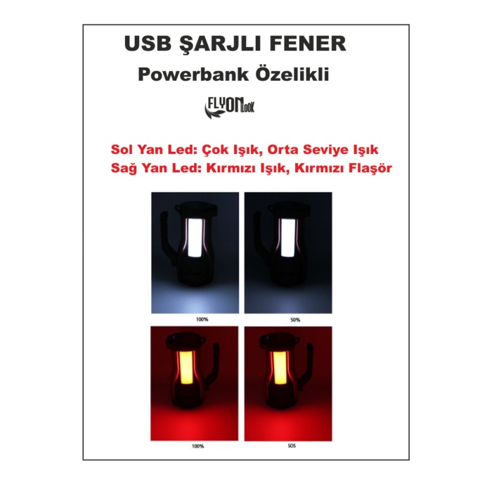 Ultra Güçlü Güneş Solar Şarjlı El Feneri Powerbank Özellik Ortam Aydınlatma Lamba 10 Saat  Etkili