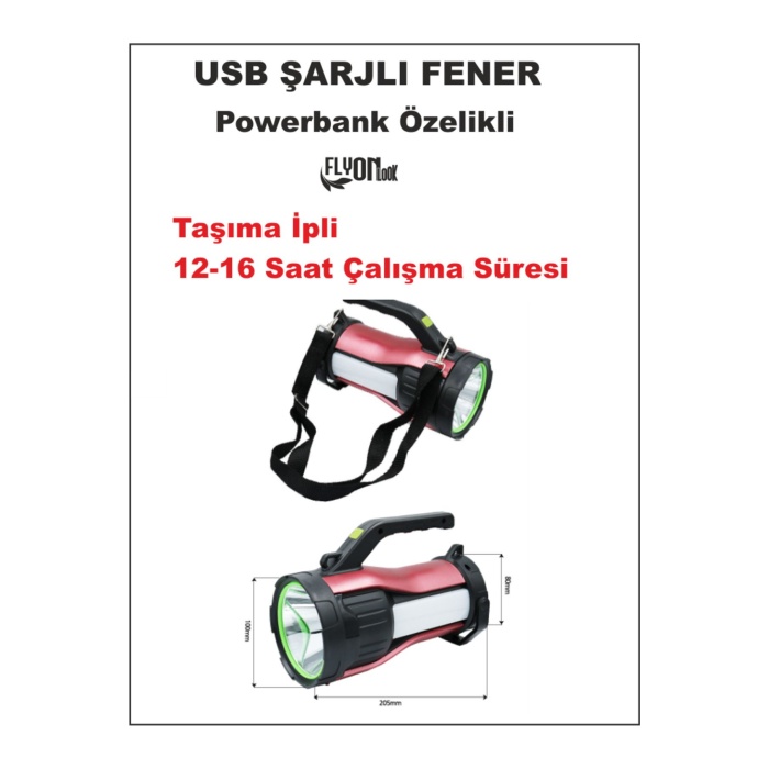 Ultra Güçlü Güneş Solar Şarjlı El Feneri Powerbank Özellik Ortam Aydınlatma Lamba 10 Saat  Etkili