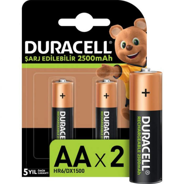 DURACELL 2500 MAH 2Lİ ŞARJLI KALEM PİL