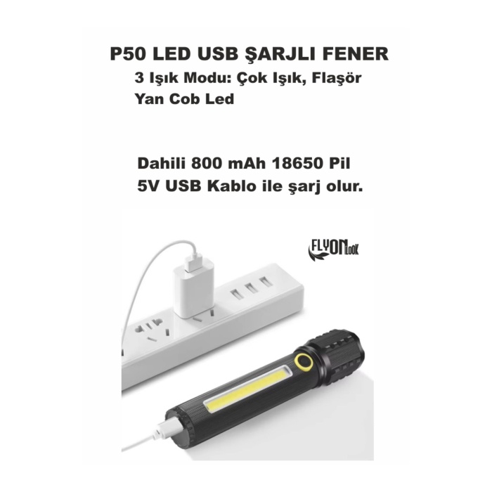 LED USB ŞARJLI FENER HEM ORTAM AYDINLATMALI HEM FENER  ZOOM ÖZELLİKLİ LAMBA 3 MODLU EL FENERİ KUTULU