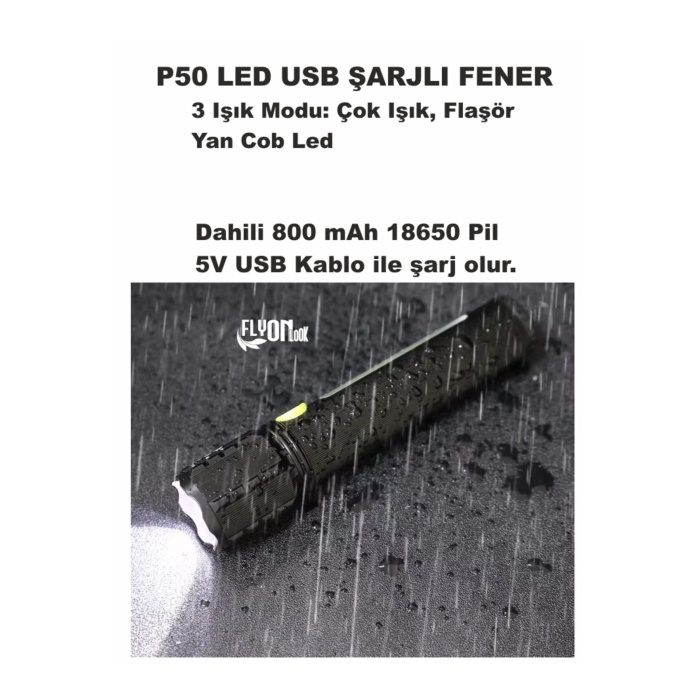 LED USB ŞARJLI FENER HEM ORTAM AYDINLATMALI HEM FENER  ZOOM ÖZELLİKLİ LAMBA 3 MODLU EL FENERİ KUTULU