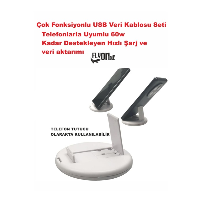 Çoklu Şarj Kablo ve Veri Aktarım Seti iPhone iPad Samsung Android PC Bilgisayar Tablet  Bilgisayar