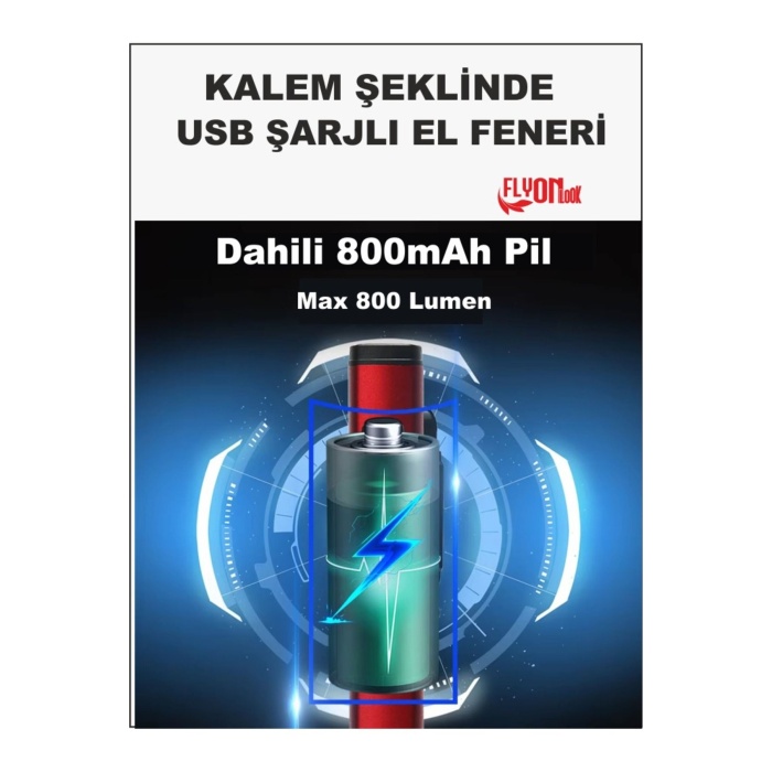 Kalem Şeklinde Şarj Edilebilir EL Feneri Güçlü Mıknatıslı Hem Ortam Aydınlatma Hem Fener Kamp Lamba