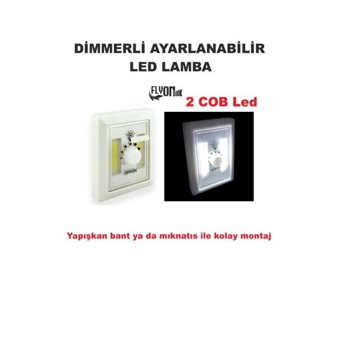 Dimmerli  Led Lamba Cob Ledli Yapişkan Veya Miknatisli Dolap Içi Mutfak Tezgah Ev Bahçe Fener