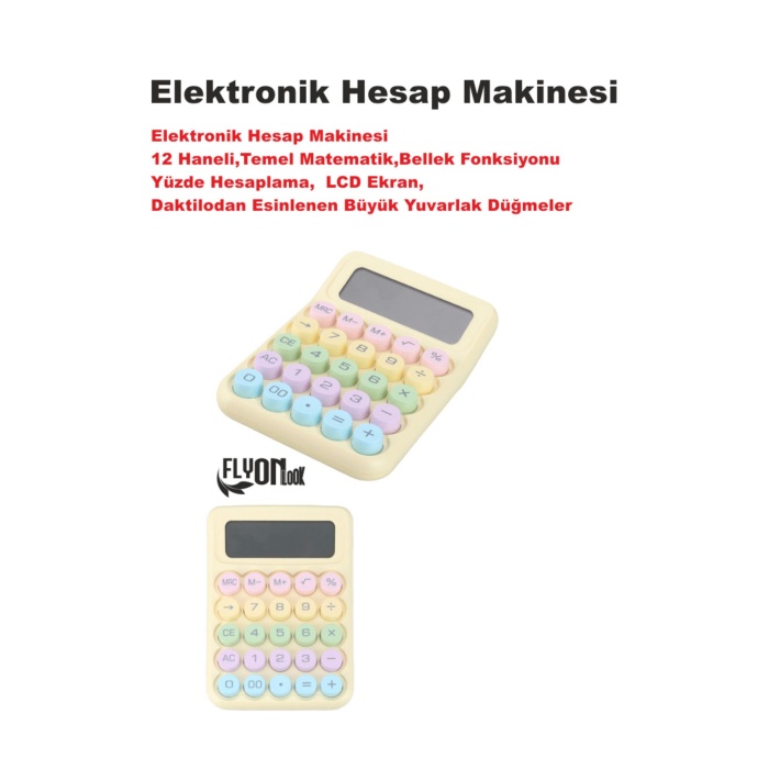 Yeni Tasarım  Renkli Büyük Düğme Elektronik Hesap Makinesi 14 Haneli  Temel Matematik  Yüzde Hesap