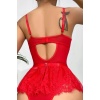 Kırmızı Dantelli Etekli Babydoll Takım 16517