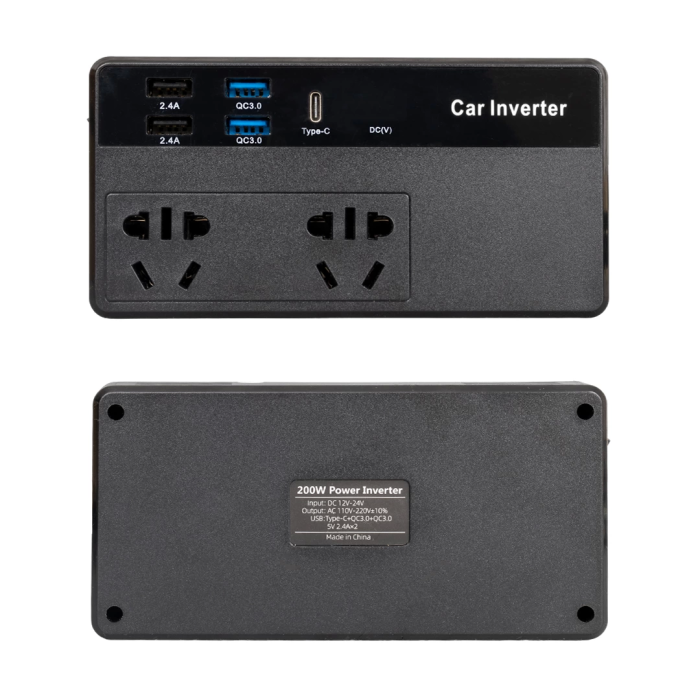 Cz02/12V-24V 12-24 Volt 200 Watt 4 Usb + Type-C Girişli Araç Power Inverter