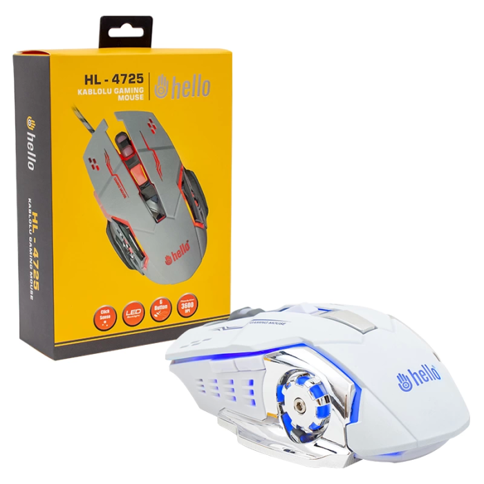 Hl-4725 Kablolu 3600 Dpı 6 Tuş Fonksiyonlu Beyaz Gamıng Mouse