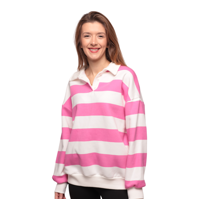 Çizgili 3 Iplik Kadın Sweatshirt 5806 Kod/renk: Pembe