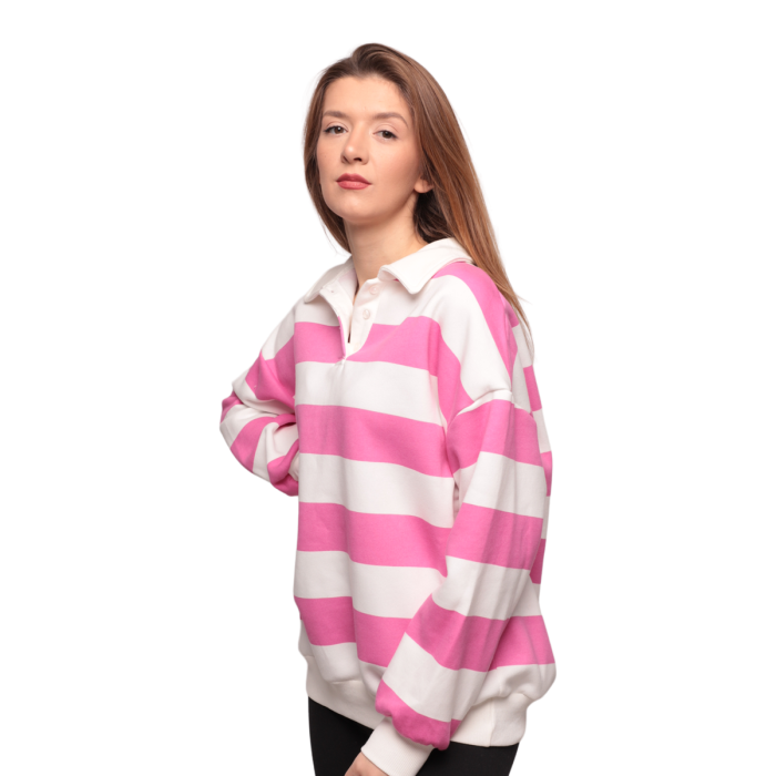 Çizgili 3 Iplik Kadın Sweatshirt 5806 Kod/renk: Pembe