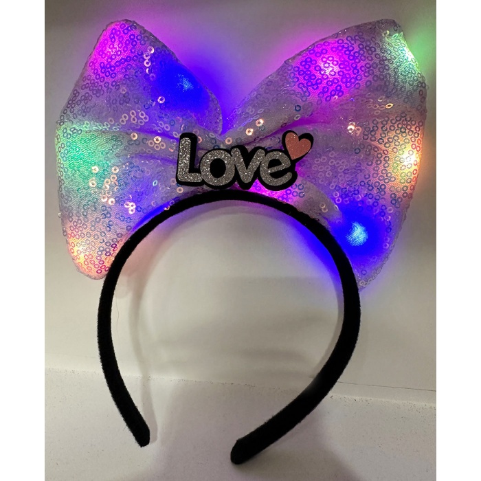 Led Işıklı 3 Farklı Fonksiyonda Yanan  Love Yazılı Lila Fiyonk 20X17 Cm