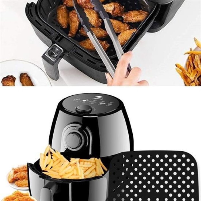 Airfryer Kare Model Pişirme Matı Kırmızı Ve Kare Model Pişirme Matı Siyah 21,5Cm