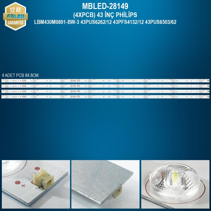 Mbled (4Xpcb) 43 Inç Philips Lbm430M0801-Bw-3 43Pus6262/12 43Pfs4132/12 43Pus6503/62