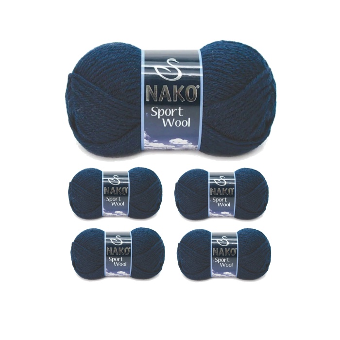 5 Adet Sport Wool Atkı Bere Ceket Yelek Örgü Ipi Yünü No: 3088 Lacivert