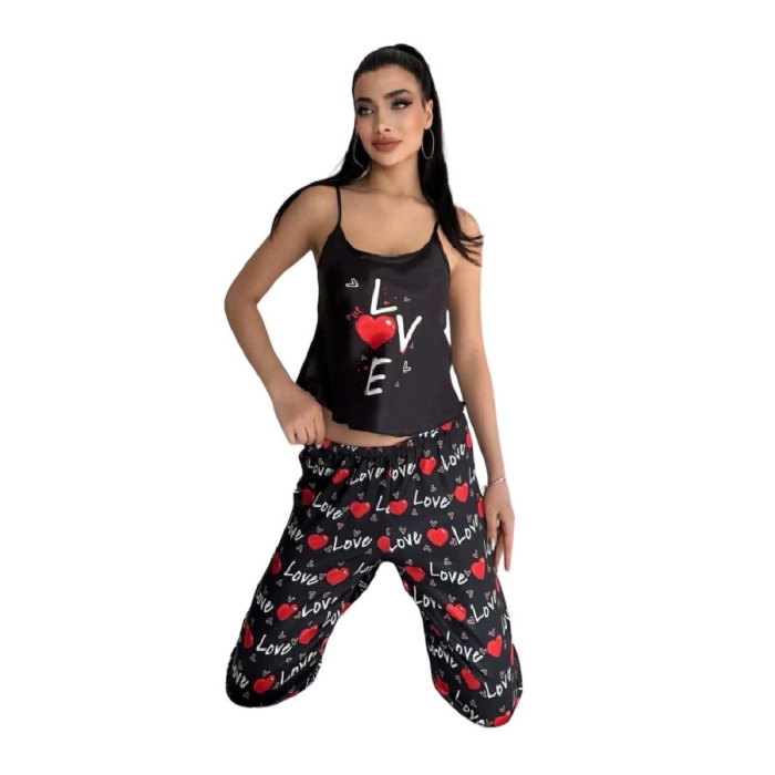 8032 Kadın Saten Askılı Pijama Takım