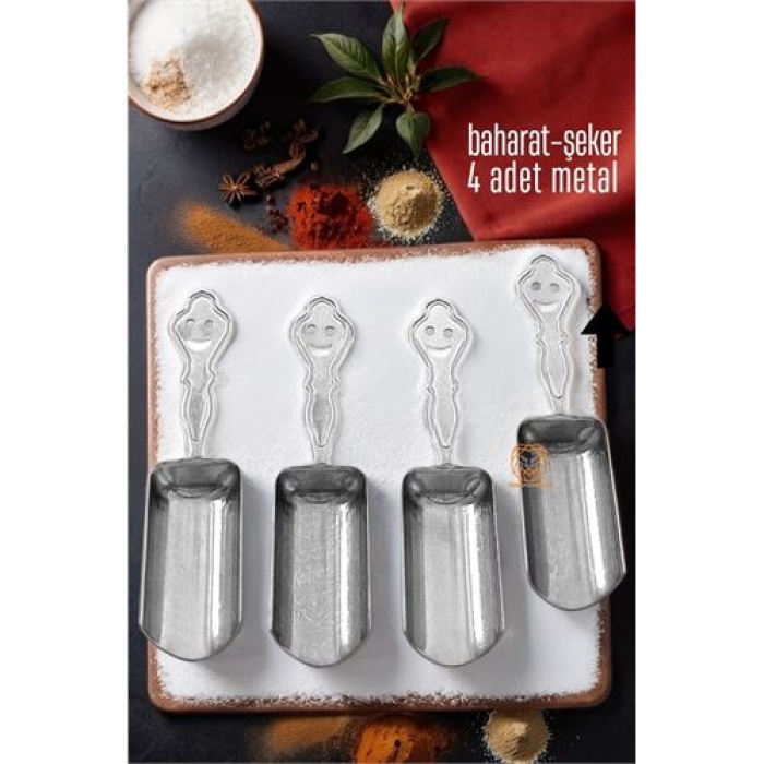 Metal Baharat Ölçü Kaşığı 4 Adet 720474