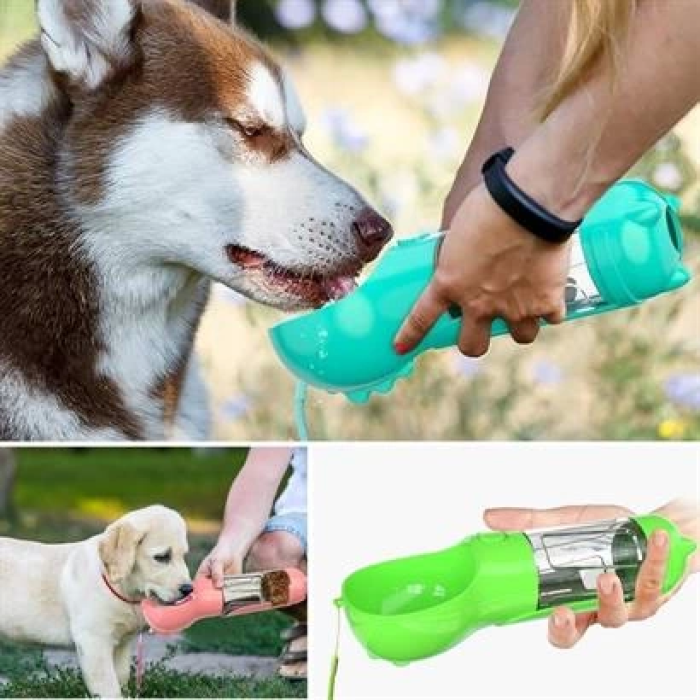 Taşınabilir Hazneli Mama Kaplı ,kaka Poşetli Kedi,köpek Suluğu-300Ml