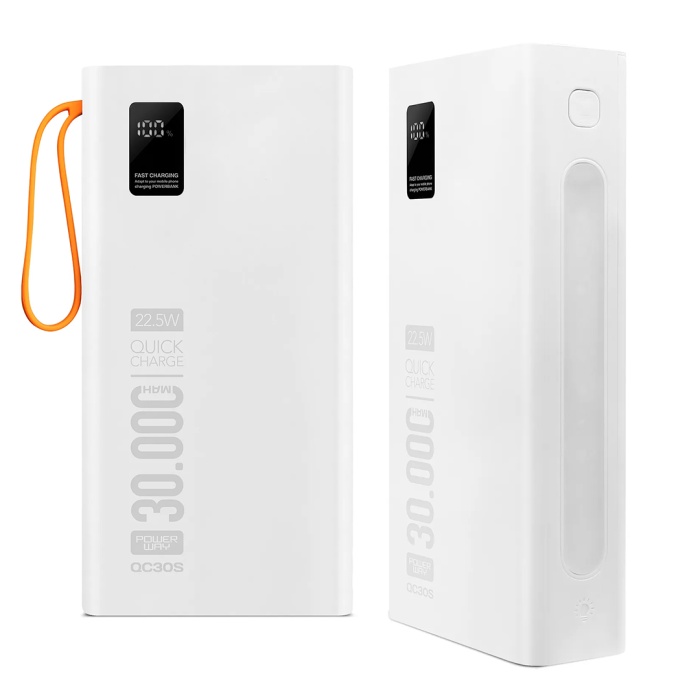 Qc30S 30000 Mah Dijital Göstergeli Kendinden Kablolu Powerbank