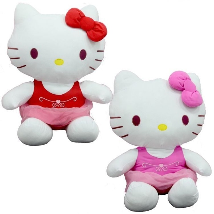 Peluş Hello Kitty Elbiseli Kurdeleli 36 Cm