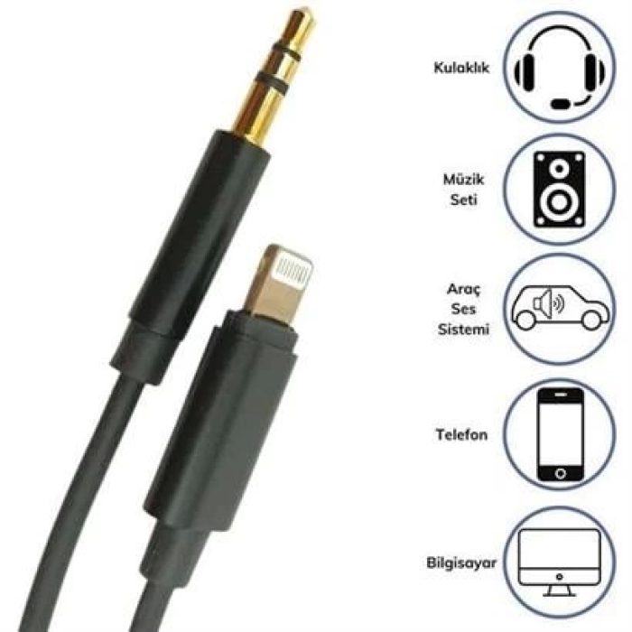 Iphone Lightning Aux Araç Dönüştürücü Ses Kablosu 35 Mm Jack Girişli