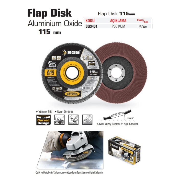 Sgs Flap Disk Zımpara 115 Mm 60 Kum SGS431