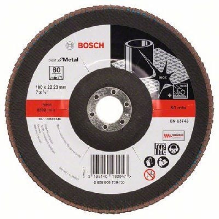 BOSCH KESME TAŞI 180 MM 80 K BEST FOR METAL FLAP DISK