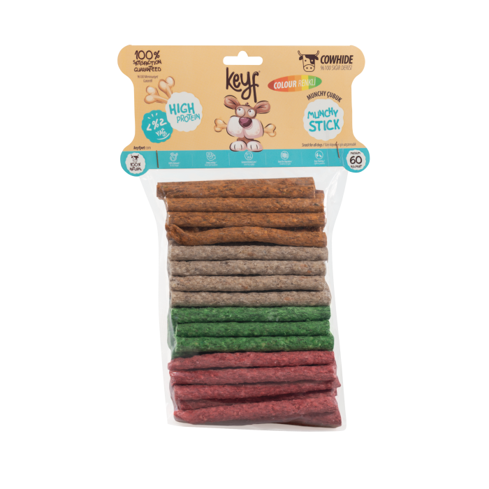 KEYF RENKLİ SIĞIR DERİSİ  MUNCHY STICK -MEDIUM-60 ADET